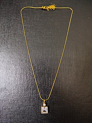 Necklace Stainless Steel White Square