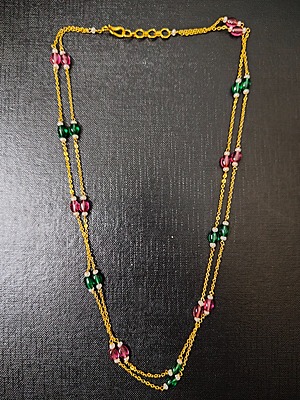 Necklace Emerald and Ruby Beads