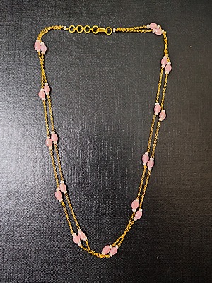 Necklace Pink Glass Beads