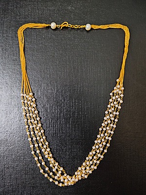 Necklace Five Layer Round Pearl White