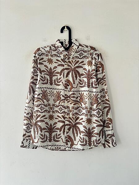 Mocha brown jungle printed shirt