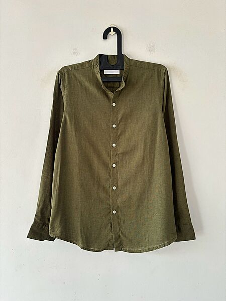 Olive green linen mandarin