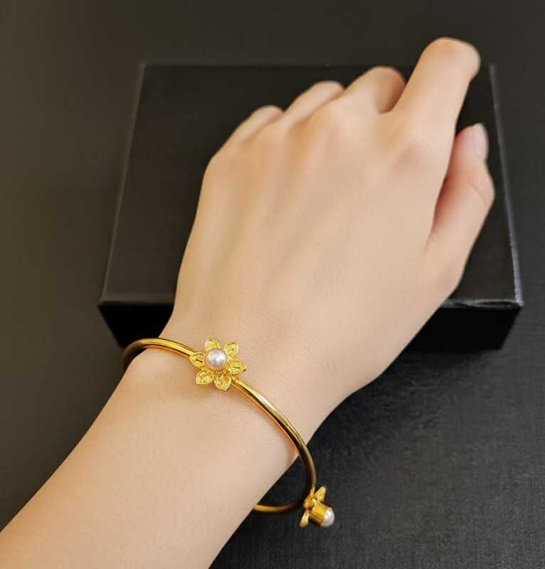 Bracelet Three Flowers with Pearl