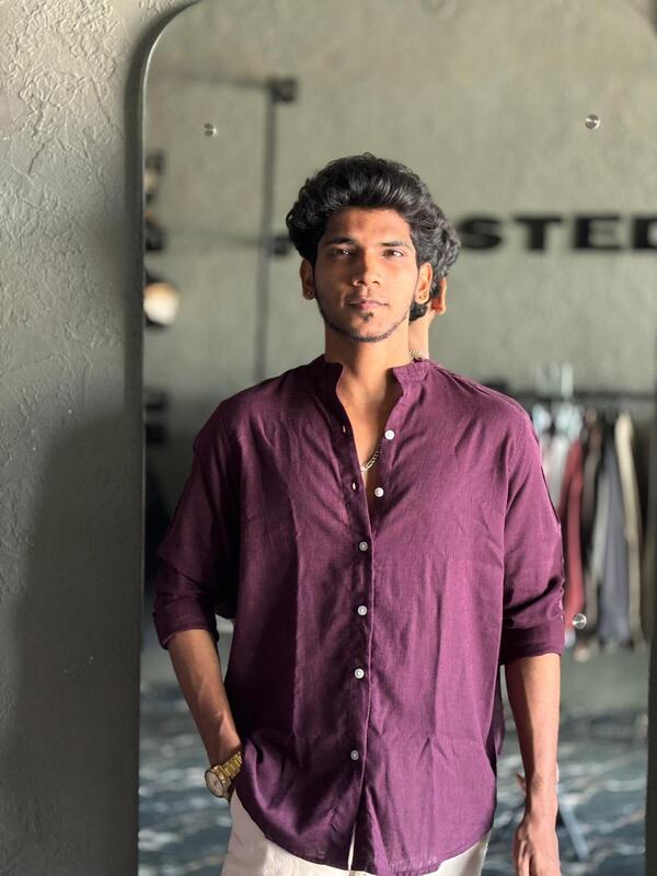 Royal burgundy linen mandarin