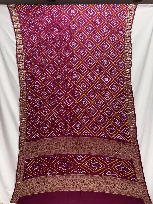 Kala Sanskruti All Over Magenta Color Pure Gaji Silk Bandhani Dupatta – 2.5M – Elegant Traditional Wear Gaji Duptta for Women