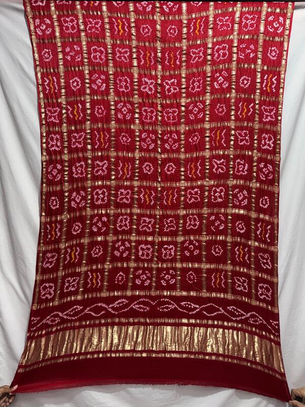 Kala Sanskruti All Over Red Color Pure Gaji Silk Bandhani Dupatta – 2.5M – Elegant Traditional Wear Gaji Duptta for Women