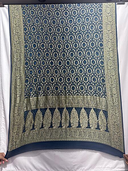 Kala Sanskruti All Over Indigo Color Banarasi Georgette Bandhani Dupatta – 2.5 M – Elegant Traditional Wear Unique Dupatta for Women