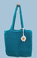 Handknitted Wool Tote Bag with Floral tag
