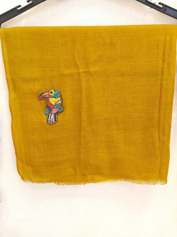 Semi Pashmina Stole beaded work