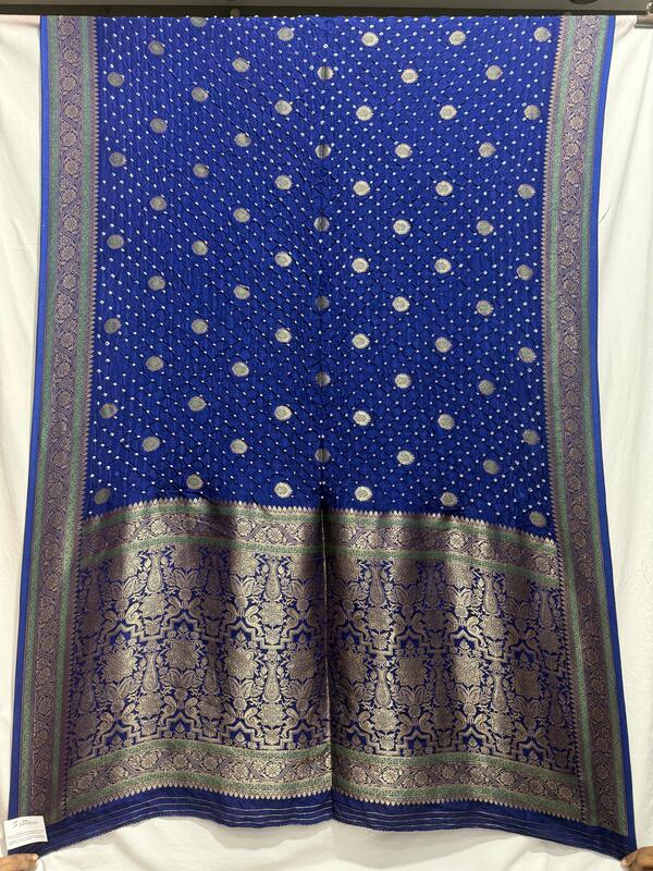 Kala Sanskruti All Over Blue – Color Dupion Silk Bandhani Saree – 6.5M with Blouse Piece – Elegant Traditional Wear Bridal Saree for Women