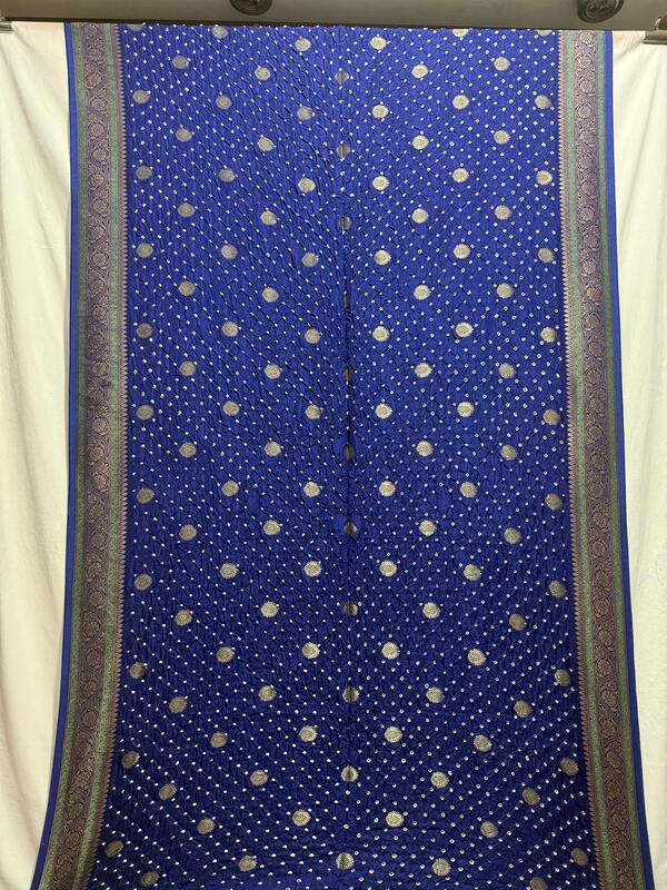 Kala Sanskruti All Over Blue – Color Dupion Silk Bandhani Saree – 6.5M with Blouse Piece – Elegant Traditional Wear Bridal Saree for Women