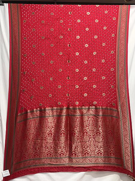 Kala Sanskruti All Over Red – Color Dupion Silk Bandhani Saree – 6.5M with Blouse Piece – Elegant Traditional Wear Bridal Saree for Women
