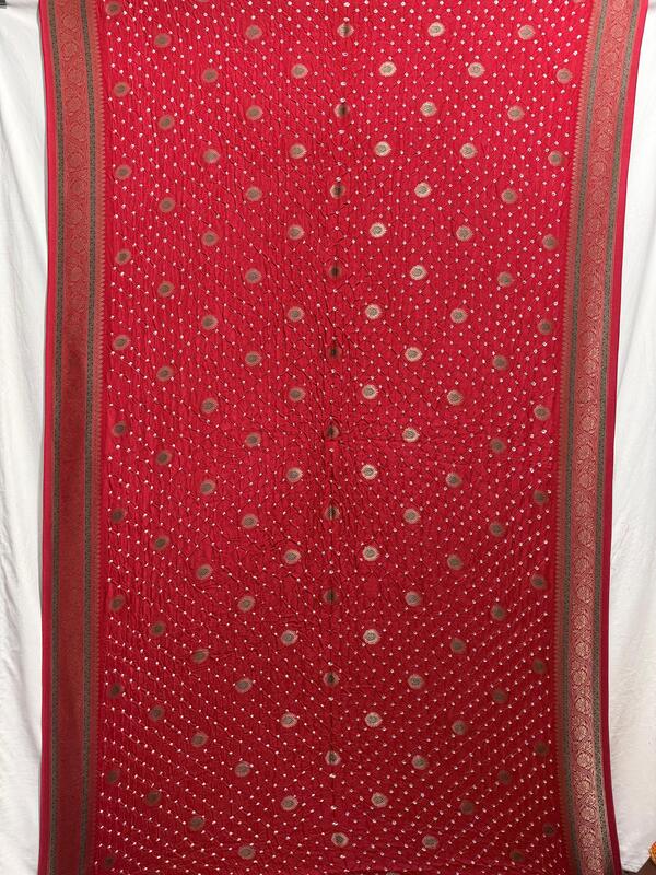 Kala Sanskruti All Over Red – Color Dupion Silk Bandhani Saree – 6.5M with Blouse Piece – Elegant Traditional Wear Bridal Saree for Women