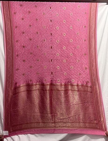 Kala Sanskruti All Over Pink – Color Dupion Silk Bandhani Saree – 6.5M with Blouse Piece – Elegant Traditional Wear Bridal Saree for Women