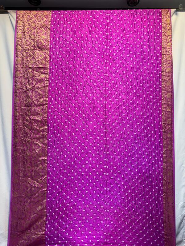 Kala Sanskruti All Over Pink – Color Dupion Silk Bandhani Saree – 6.5M with Blouse Piece – Elegant Traditional Wear Bridal Saree for Women