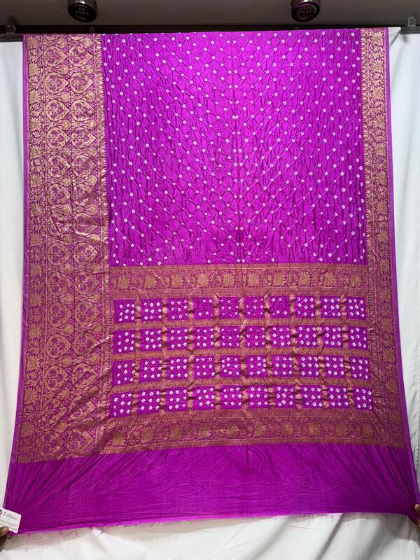 Kala Sanskruti All Over Pink – Color Dupion Silk Bandhani Saree – 6.5M with Blouse Piece – Elegant Traditional Wear Bridal Saree for Women
