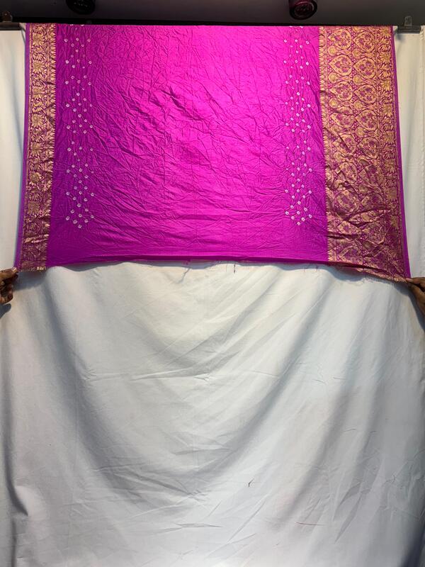 Kala Sanskruti All Over Pink – Color Dupion Silk Bandhani Saree – 6.5M with Blouse Piece – Elegant Traditional Wear Bridal Saree for Women