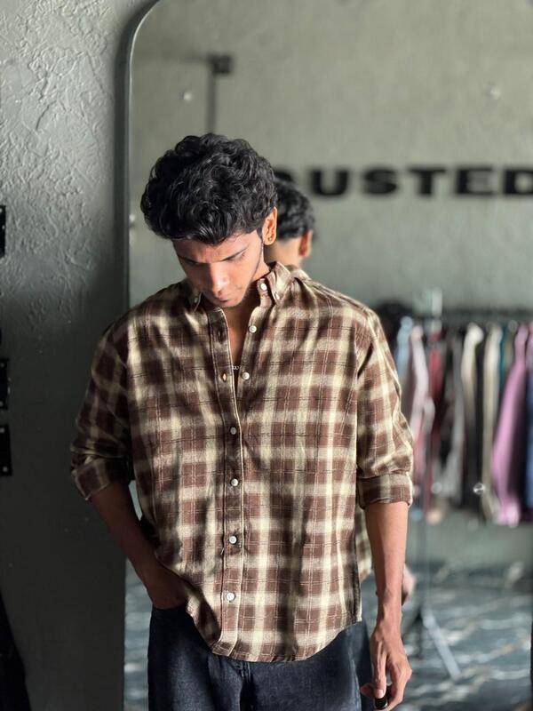 Espresso textured check shirt