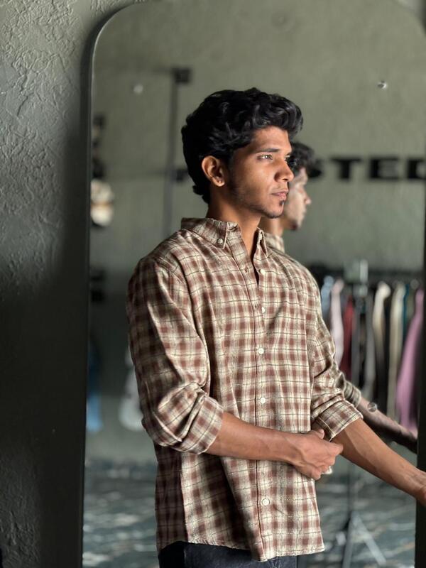 Vintage rust textured check shirt