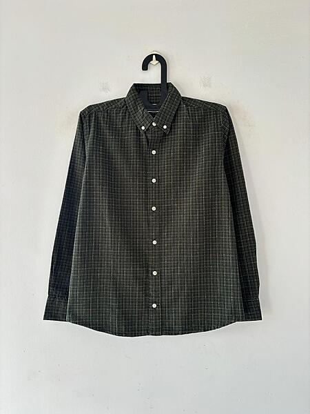 Vintage olive textured check shirt