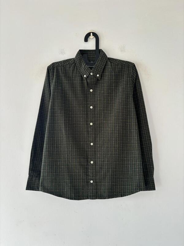 Vintage olive textured check shirt