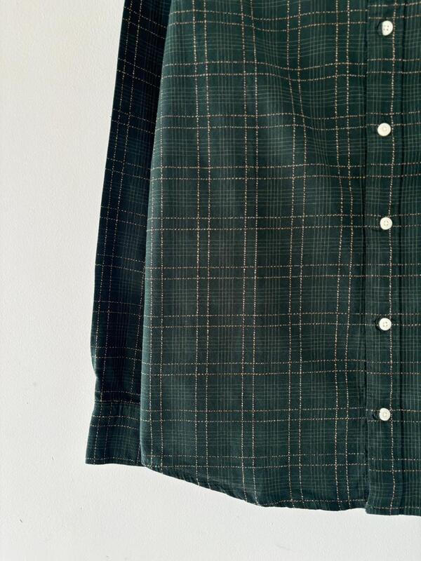 Emerald green textured check shirt