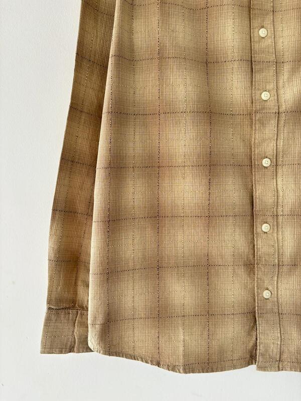 Camel tan textured check shirt