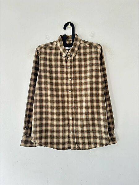 Khaki textured check shirt