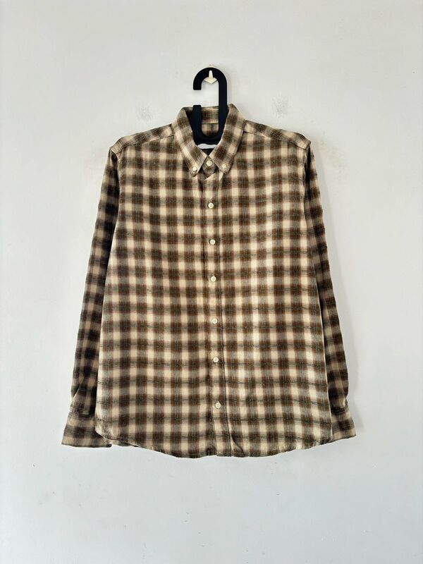 Khaki textured check shirt