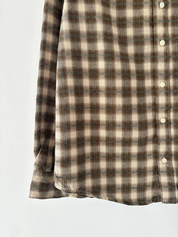 Khaki textured check shirt