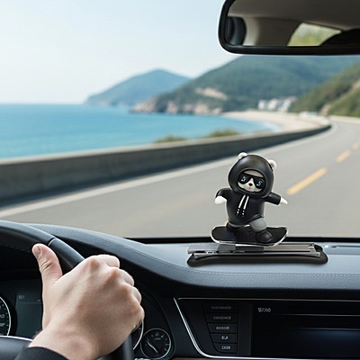 Skateboarding Panda Car Dashboard Figurine  C