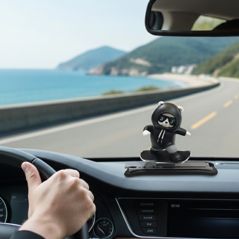 Skateboarding Panda Car Dashboard Figurine  C