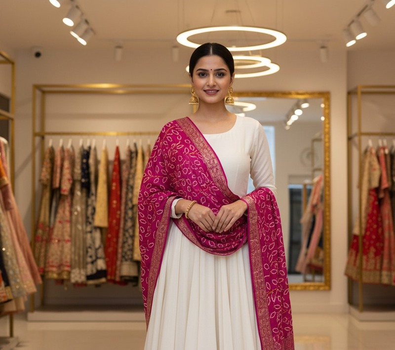 Kala Sanskruti All Over Pink – Color Gaji Silk Bandhani Dupatta – 2.5M – Elegant Traditional Wear Gaji Dupatta for Women