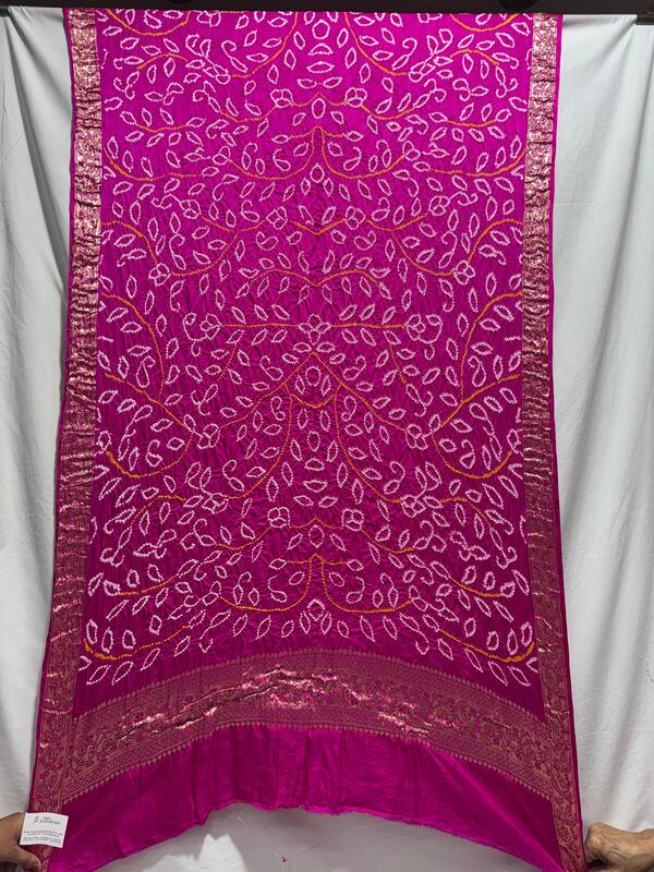 Kala Sanskruti All Over Pink – Color Gaji Silk Bandhani Dupatta – 2.5M – Elegant Traditional Wear Gaji Dupatta for Women