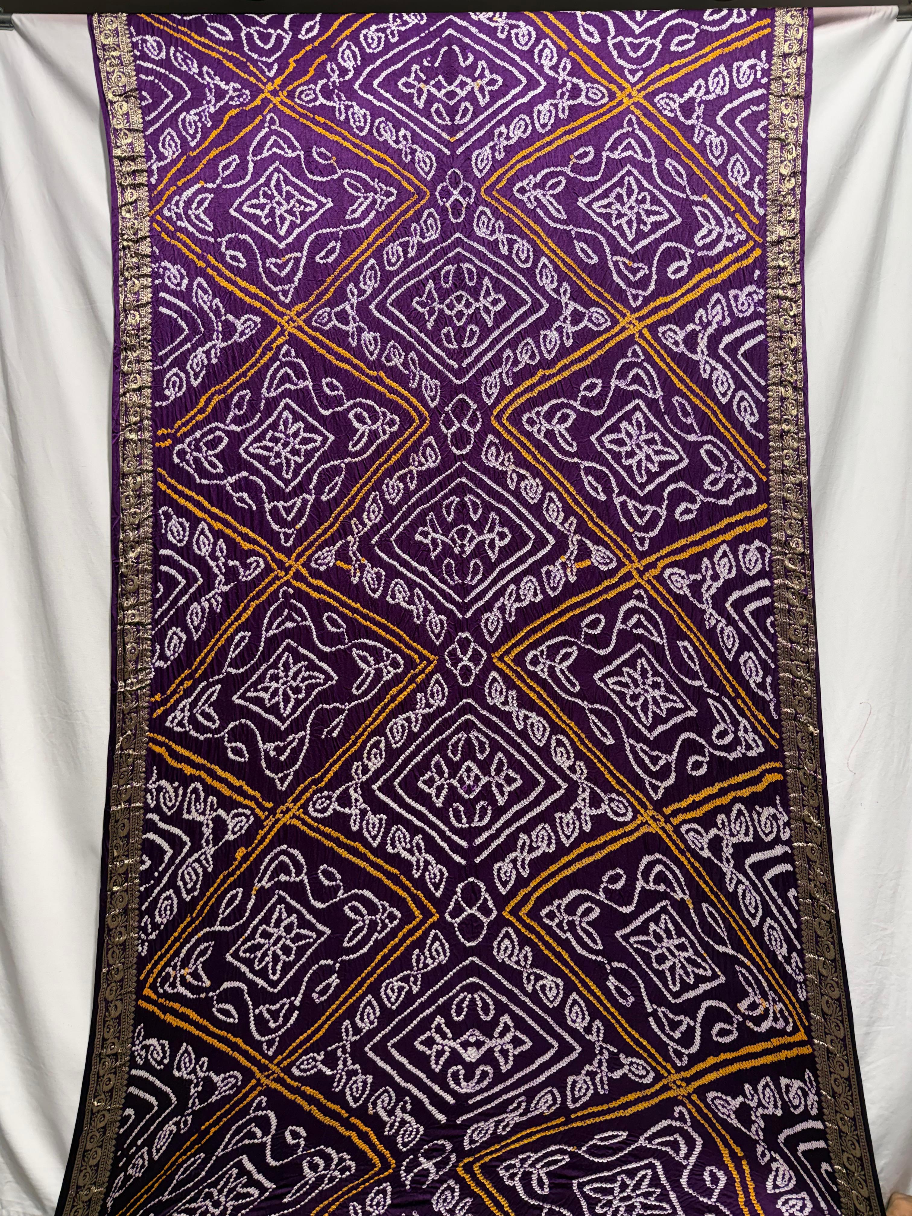 Kala Sanskruti All Over Purple – Color Pure Gaji Silk Bandhani Saree – 6.5M with Blouse Piece – Elegant Traditional Wear Saree for Women