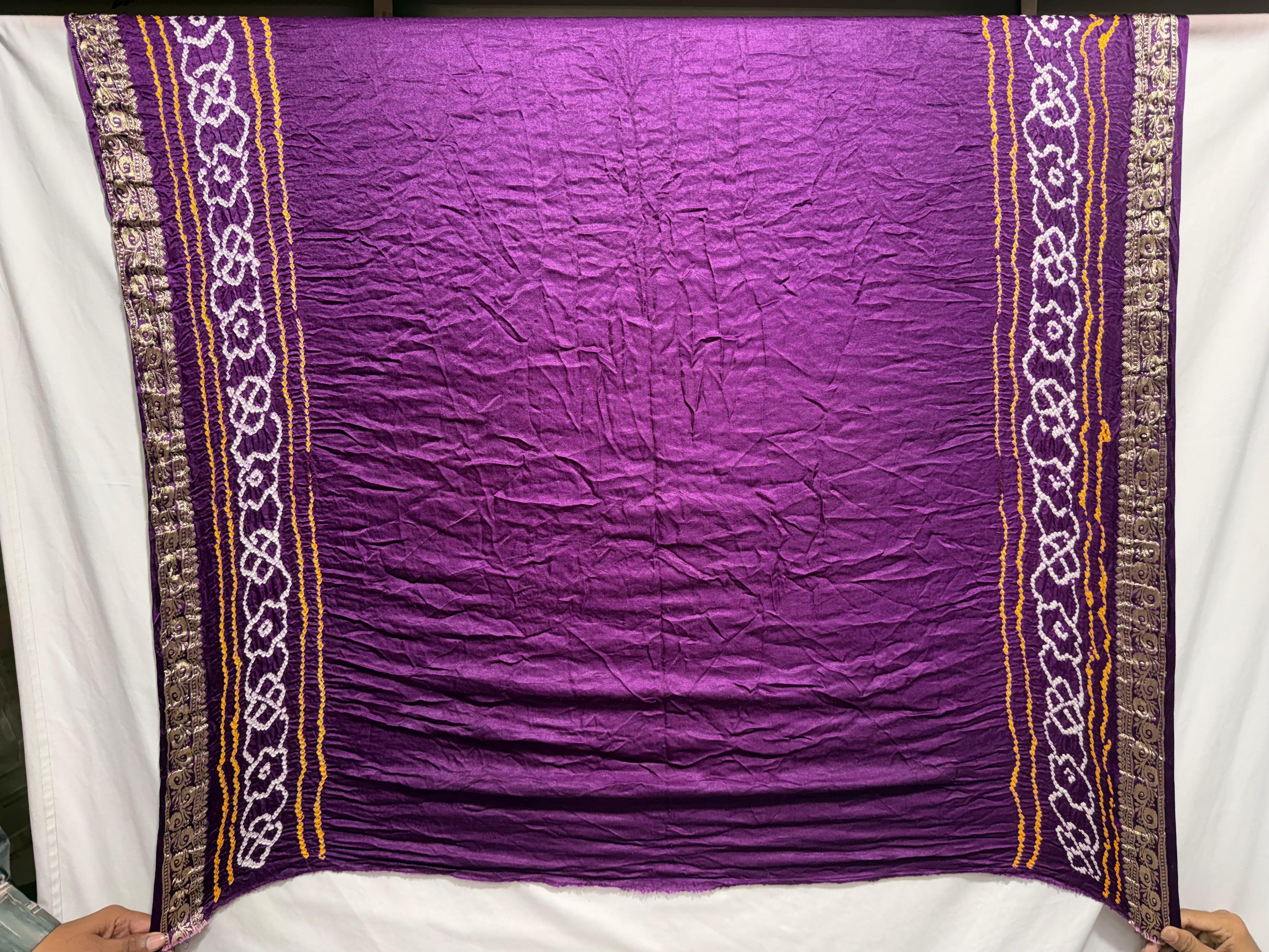 Kala Sanskruti All Over Purple – Color Pure Gaji Silk Bandhani Saree – 6.5M with Blouse Piece – Elegant Traditional Wear Saree for Women