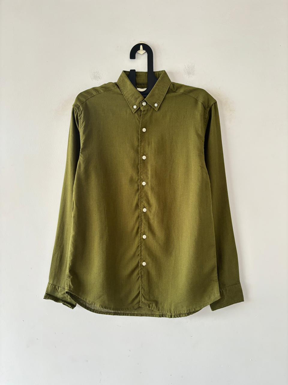 Moss green linen shirt