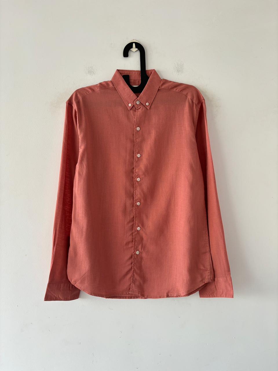 Salmon orange linen shirt