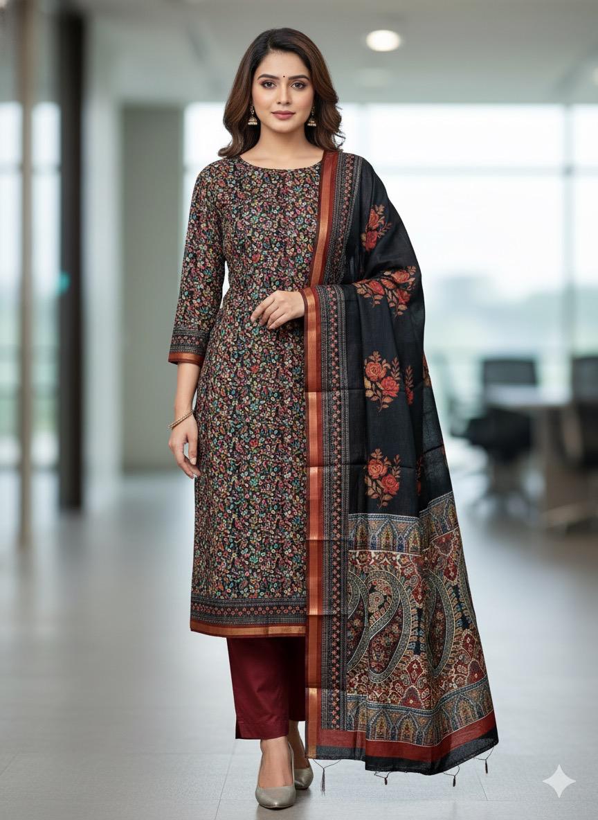 Chanderi Kani Print Suit Set #4