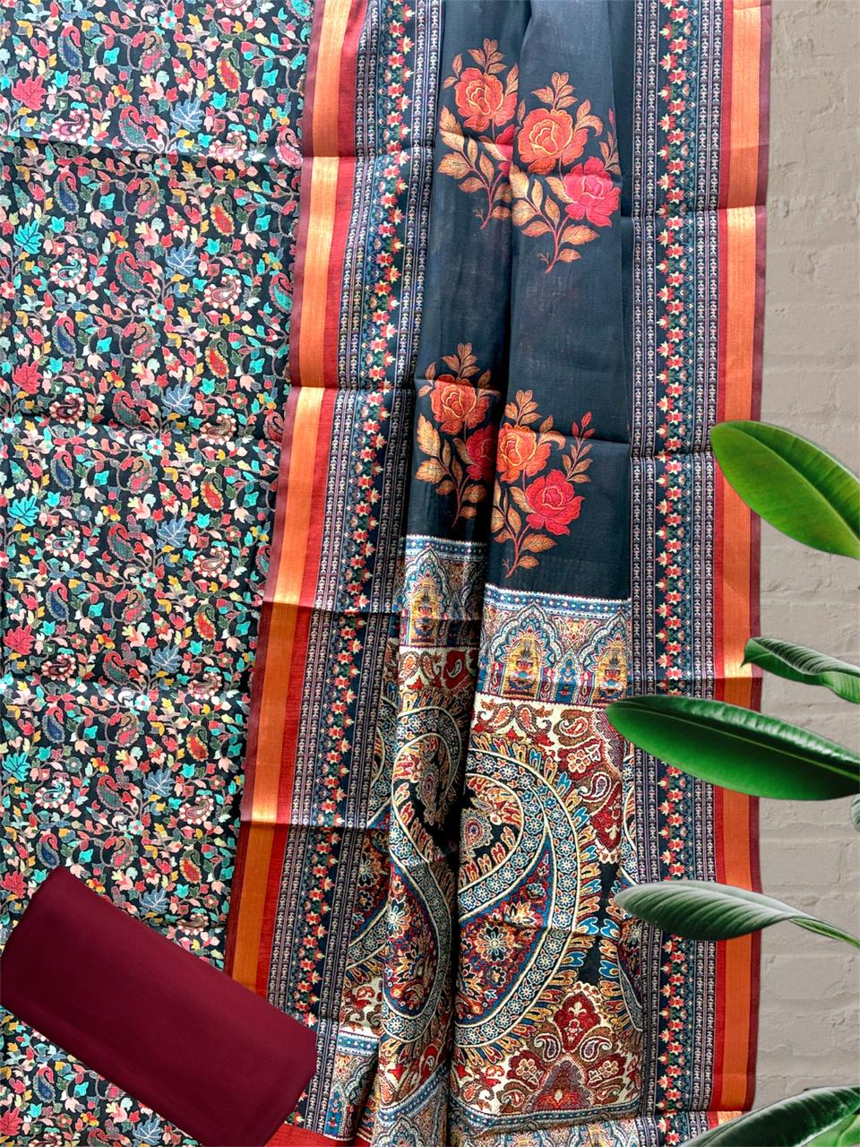 Chanderi Kani Print Suit Set #4