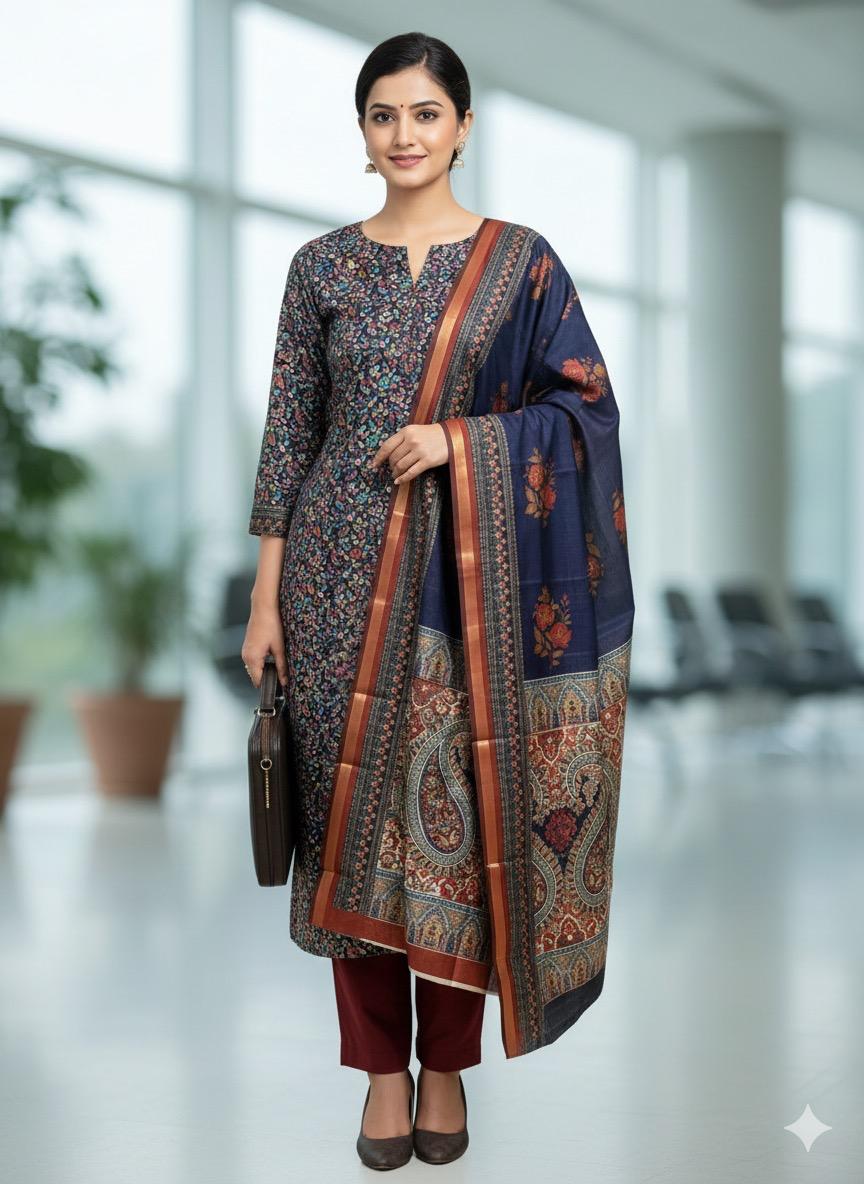 Chanderi Kani Print Suit Set #5