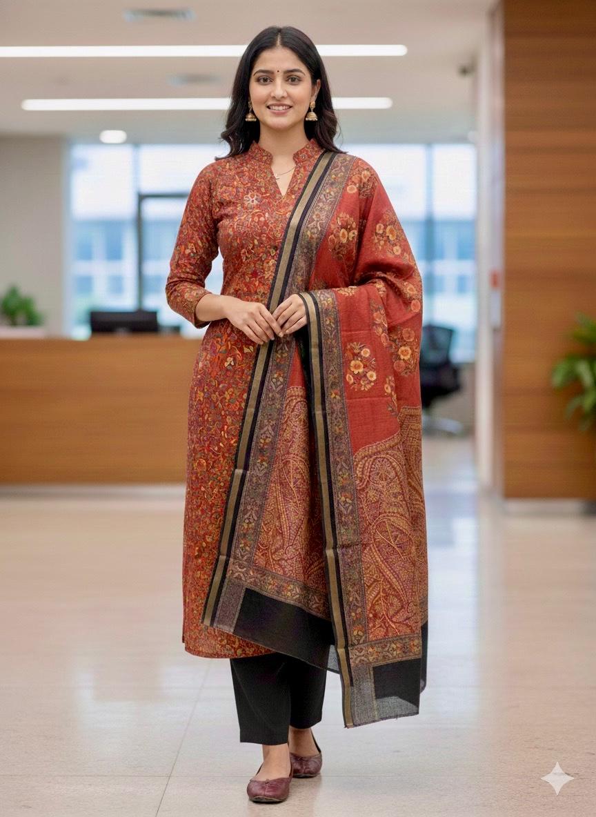 Chanderi Kani Print Suit Set #6