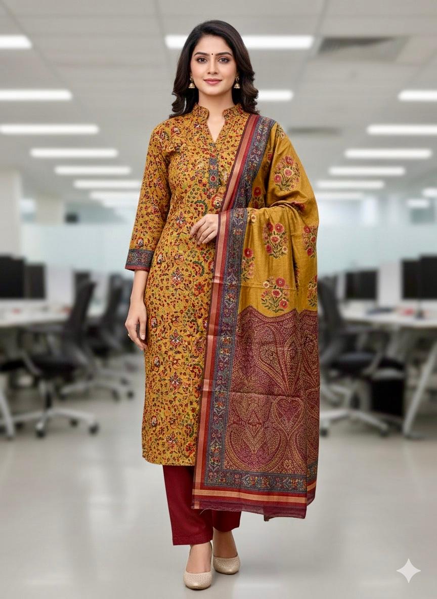 Chanderi Kani Print Suit Set #7