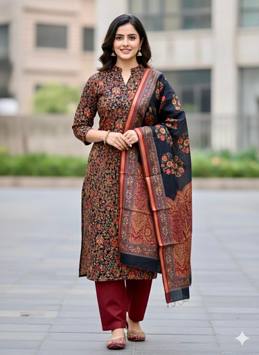 Chanderi Kani Print Suit Set #8