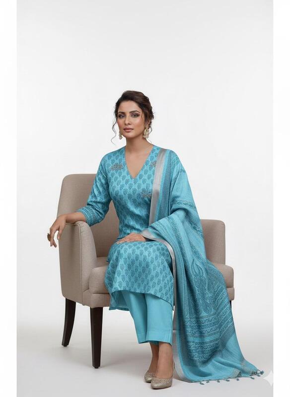 Cotton SIlk Chanderi Block Print Suit Set #2