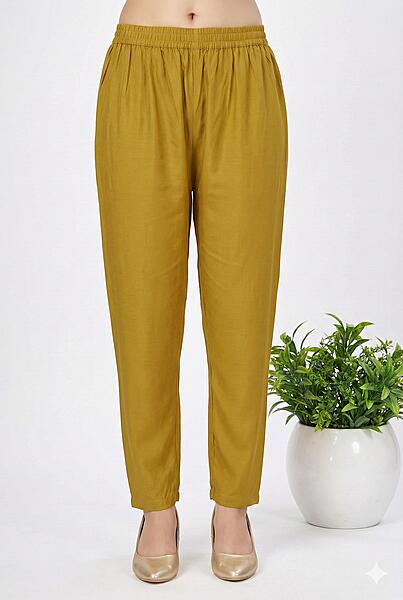 Roman Fabric Straight Pant Mustard Yellow