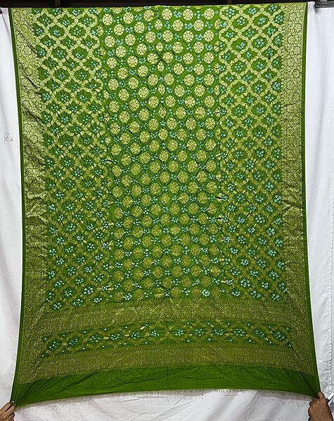 Kala Sanskruti All Over Mahendi – Color Bandhani Dupatta – 2.5 M Dupatta – Elegant Traditional Wear Dupion Silk Dupatta for Women