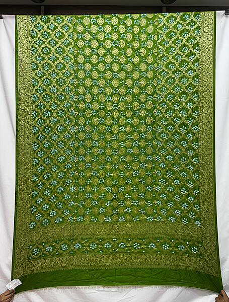 Kala Sanskruti All Over Green – Color Bandhani Dupatta – 2.5 M Dupatta – Elegant Traditional Wear Dupion Silk Dupatta for Women