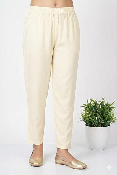 Cotton Straight Pant White Chocolate