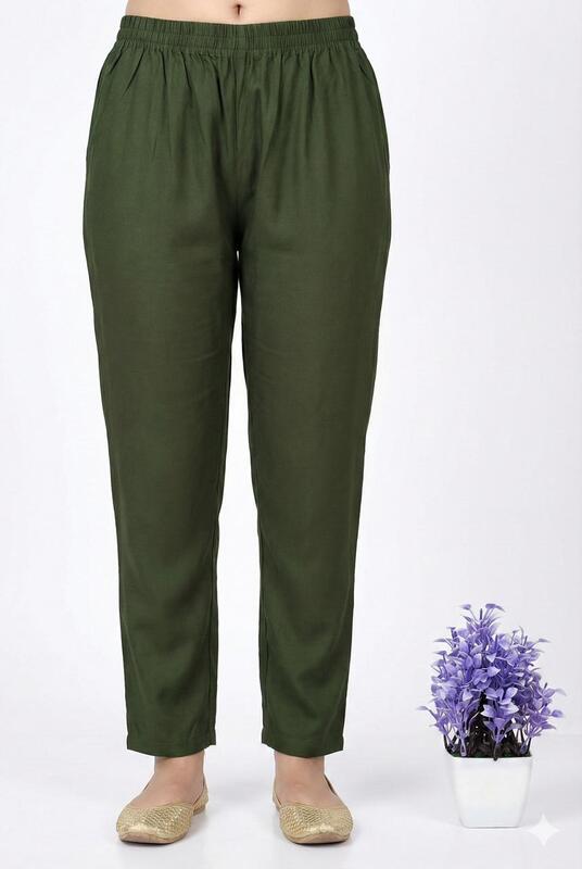 Cotton Straight Pant Green